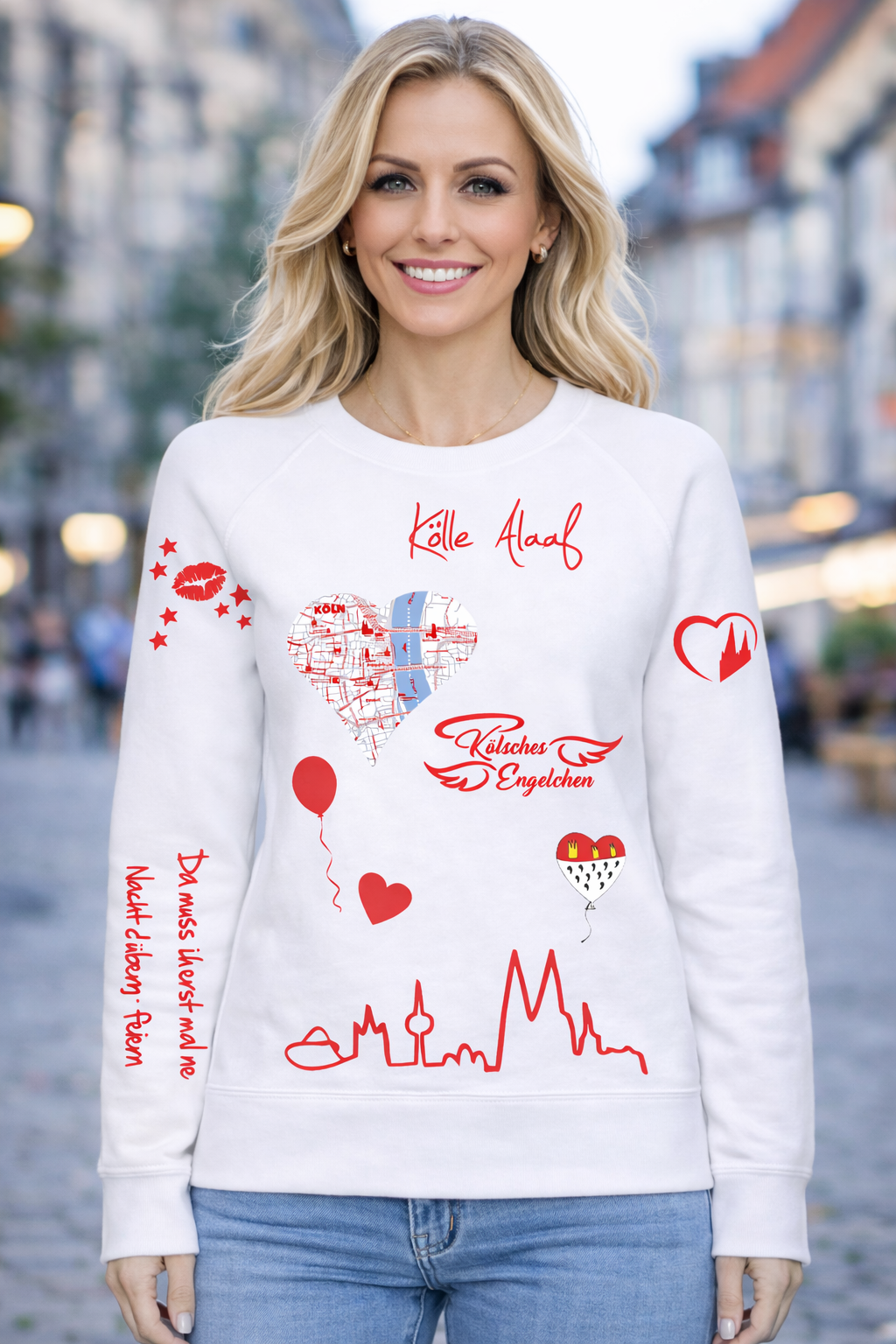 Karneval Sweatshirt - Weiß - Damen -  mit wählbaren Kölle Motiven